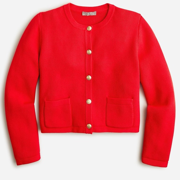 NWT J.Crew Emilie Patch-pocket Sweater Lady Jacket In Red - Picture 6 of 7